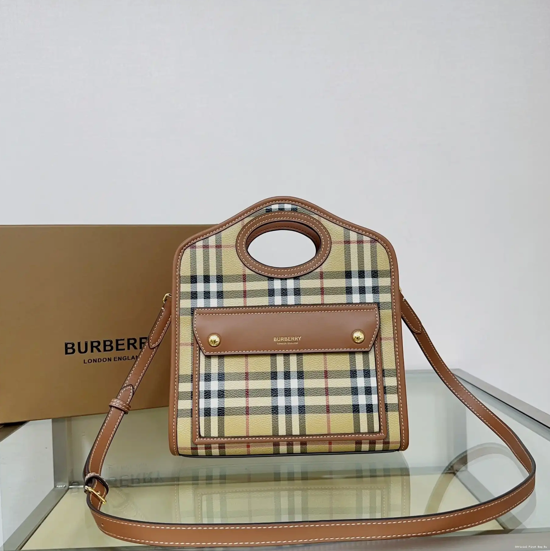 Official First Bag Ru BURBERRY Pocket Bag-23*6*26.5CM Mini 0514